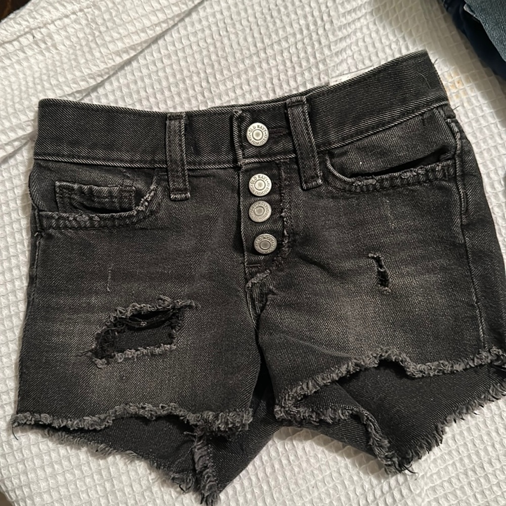 Black denim shorts